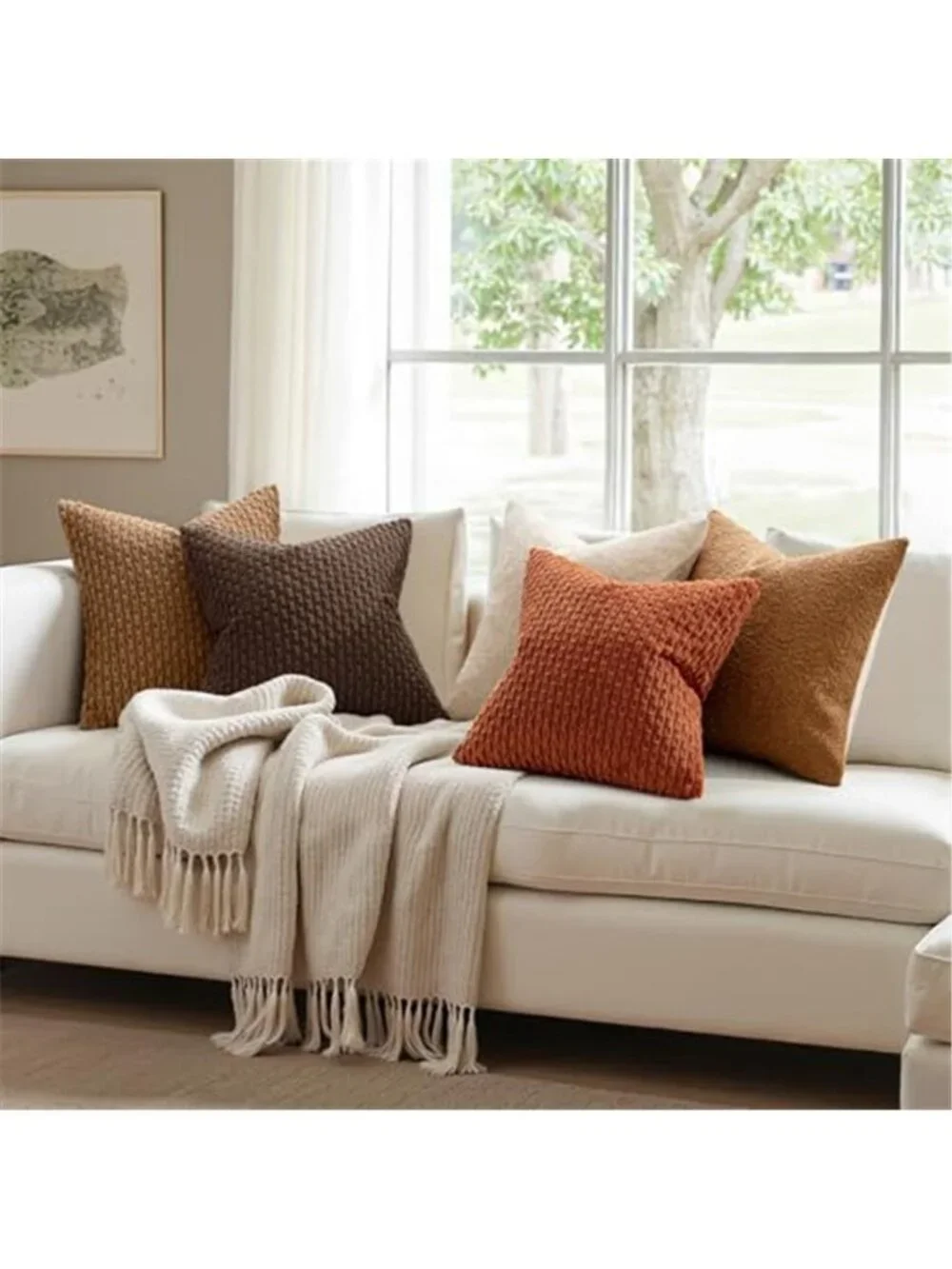 Decorative Throw Pillow Covers 18x18 Dark Brown Textured Corduroy